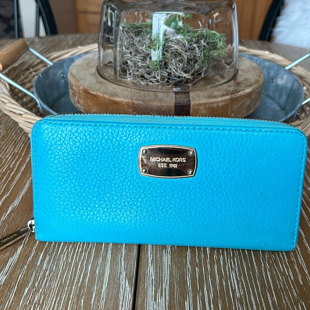Michael Kors Zip Around Wallet in Turquoise